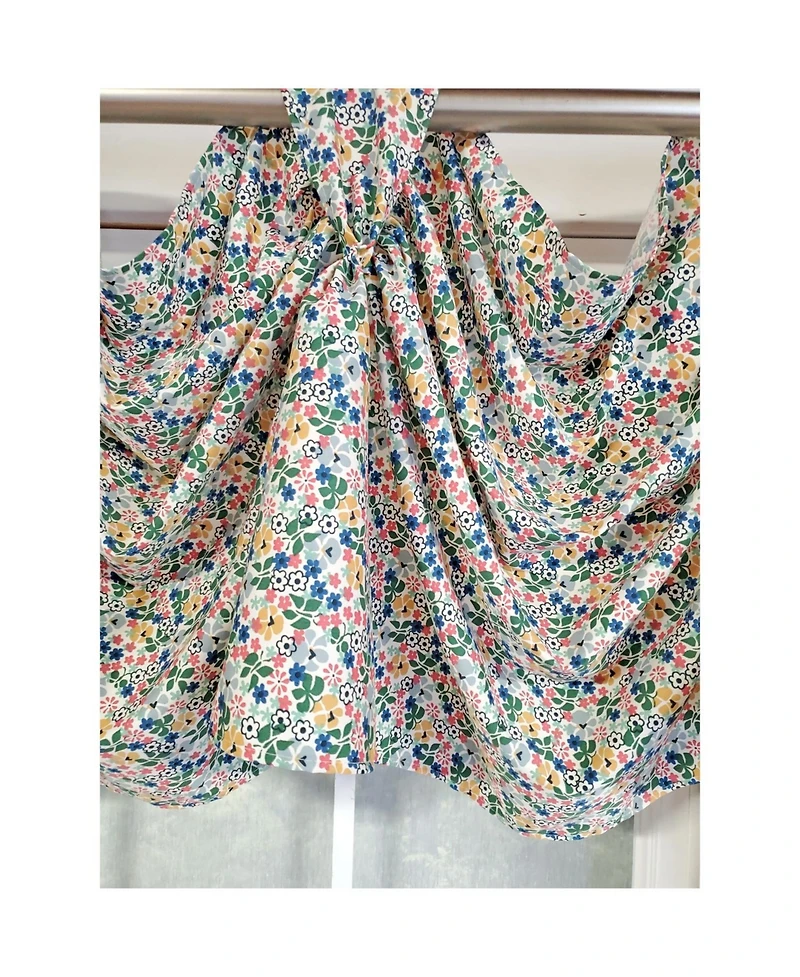 Rlf Home 3" Rod Pocket High Quality Fabric Petite Flower 3-s Victory Swag for Windows 54" x 15" Multi