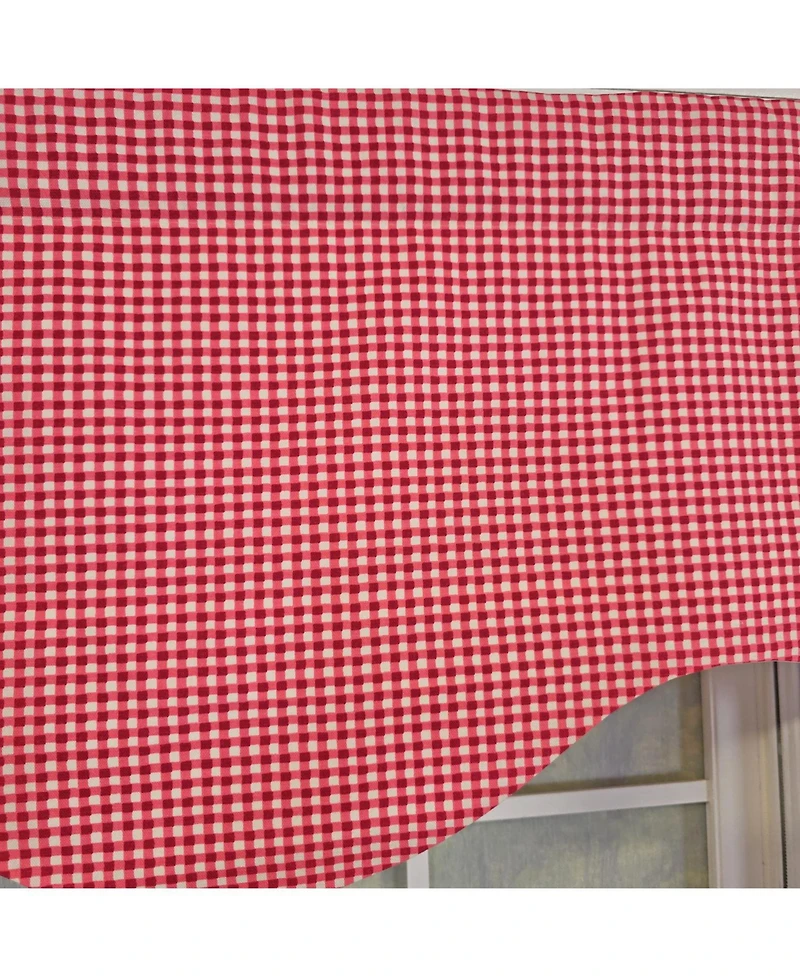 Rlf Home Cherry Check Cornice Valance - 100% Cotton with Ivory Lining 50" x 17" Red