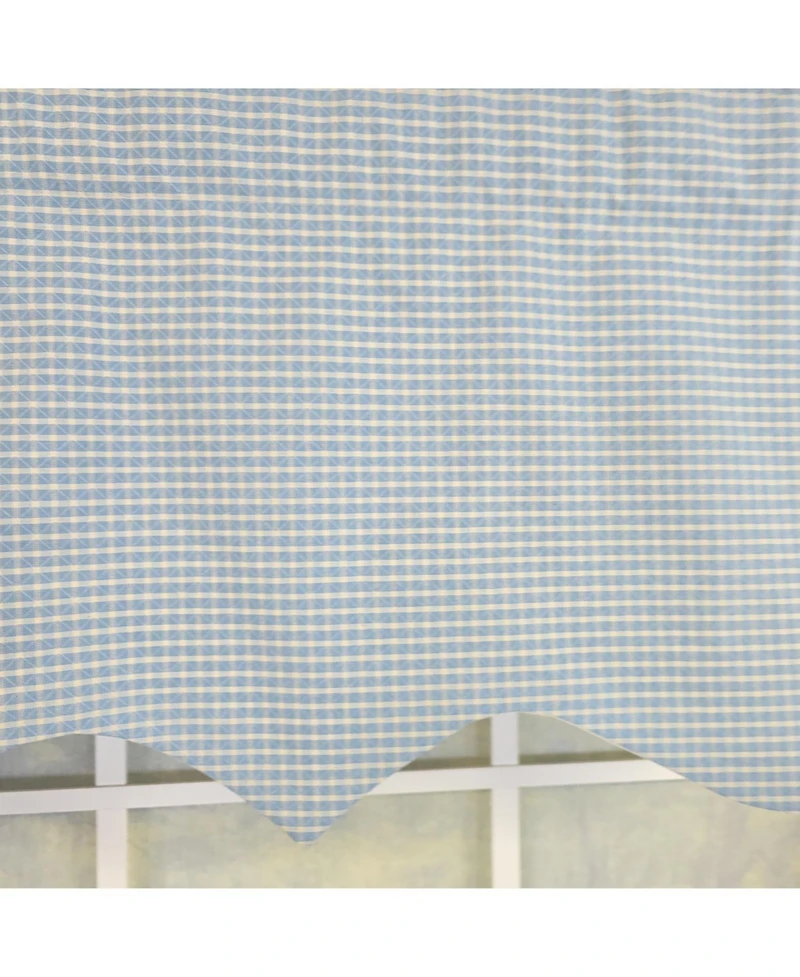 Rlf Home 100% Cotton Shepherd Check Regal Fully lined Windows Rod Pocket Valance 50" x 17" Blue