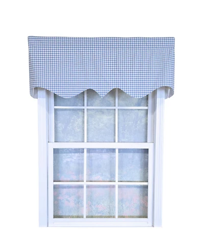 Rlf Home 100% Cotton Gingham Regal With Poly/Cotton Ivory lining Rod Pocket Valance 50" x 17" Blue