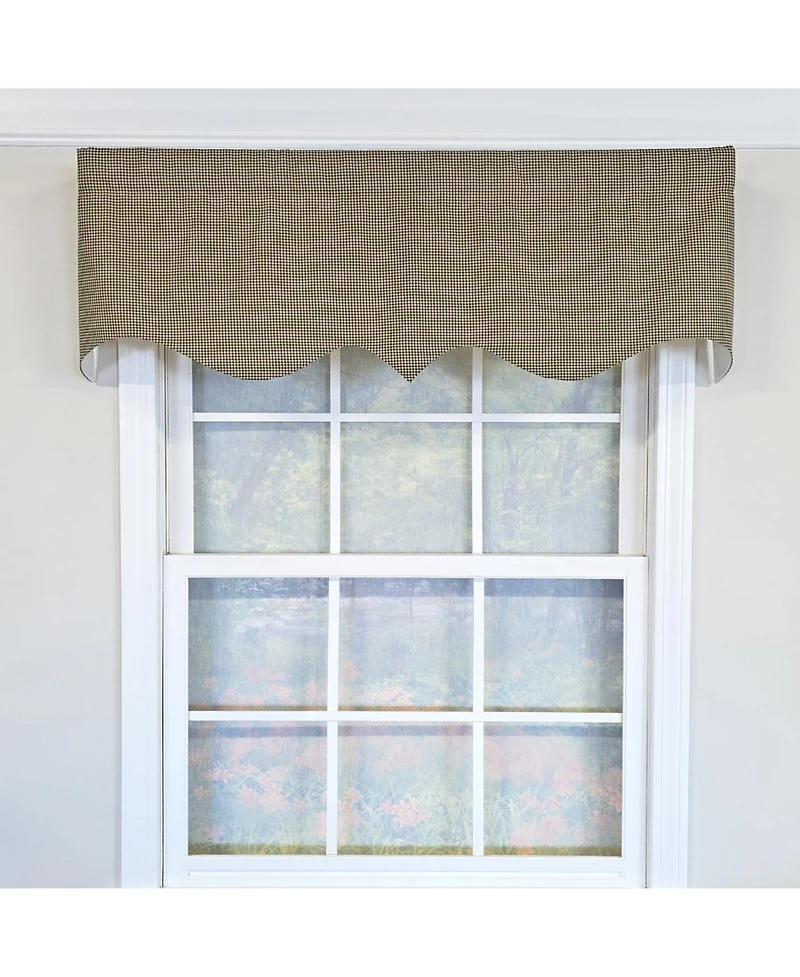 Rlf Home 100% Cotton Pin Check Regal Fully lined Windows Rod Pocket Valance 50" x 17" Black