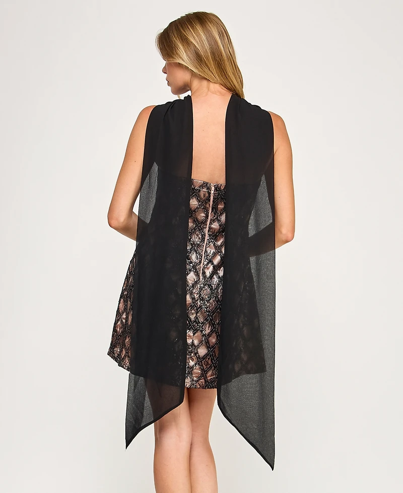 Seni & Cade Junior's Sequined Lace Strapless Dress