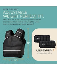 Lifepro 2-in-1 Adjustable Weighted Vest + Ankle Weights (15 & 20lbs) – Reflective Training Vest with Phone Pocket