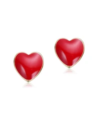 GiGiGirl 14K Gold Plated with Red Enamel Heart Design Stud earrings