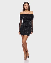 B Darlin Junior's Off Shoulder Wide Neck Dress