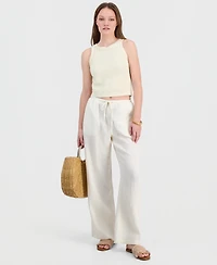 Juniors' Cotton Gauze Drawstring Beach Pants