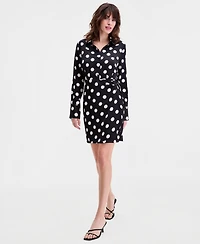 Sam Edelman Women's Long-Sleeve Side-Ruched Shirtdress