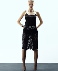 Mango Women's Beaded Lace Skirt