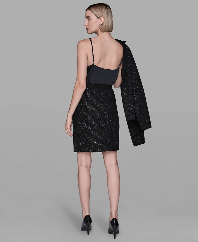 Karl Lagerfeld Paris Women's Sequined Knit Short Skirt