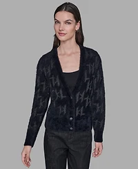 Karl Lagerfeld Paris Women's Logo Embellished V-Neck Sweater