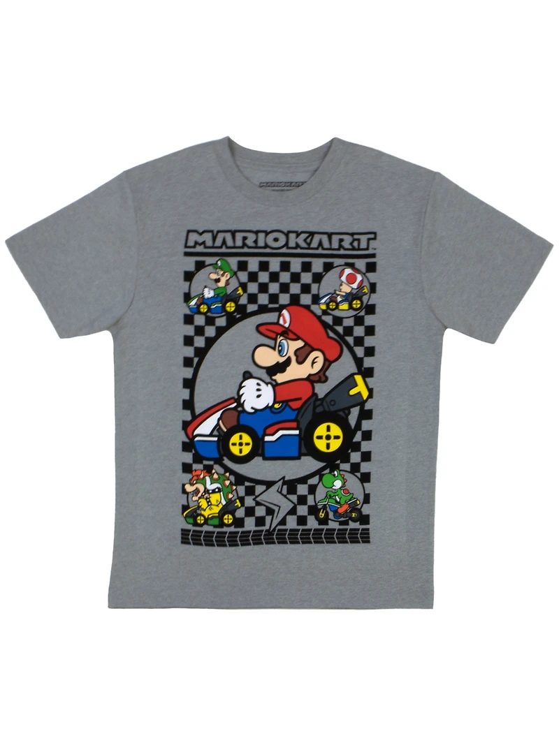 Nintendo Big Boys Super Mario Kart 3 Piece Crewneck T-Shirt Bundle Set