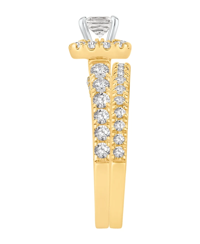 Macy's Diamond Halo Bridal Ring (1-1/2 ct. t.w.) in 14K Two-Tone Gold