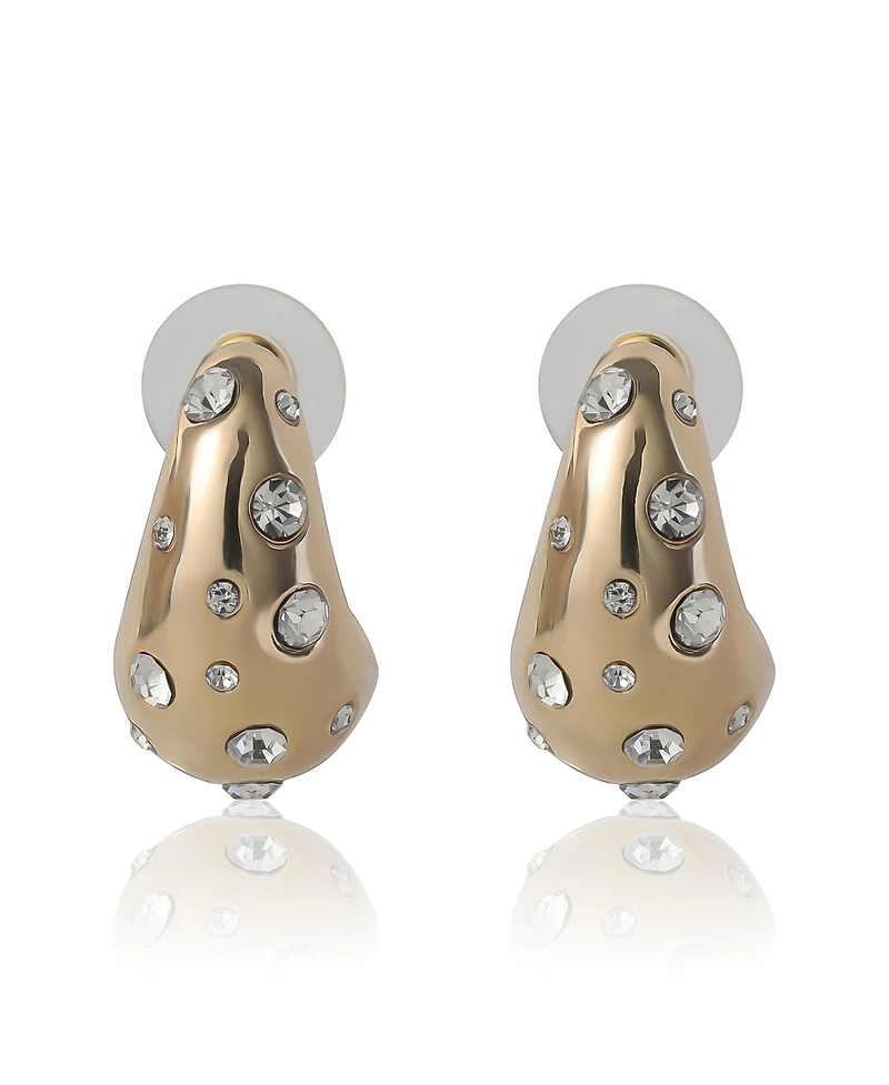 Bcbg Gold-Tone Pave Polka Dot Sculptural Hoop Earrings