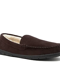 Lands' End Men's Wide Width Fuzzy Lined Suede Moccasin Slippers