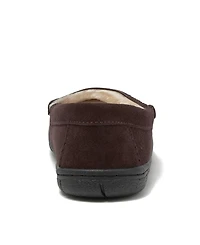 Lands' End Men's Wide Width Fuzzy Lined Suede Moccasin Slippers
