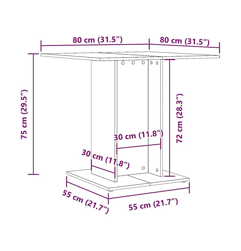 Dining Table Concrete Gray 31.5"x31.5"x29.5" Engineered Wood