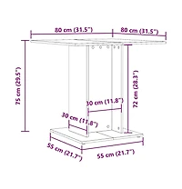 Dining Table Concrete Gray 31.5"x31.5"x29.5" Engineered Wood