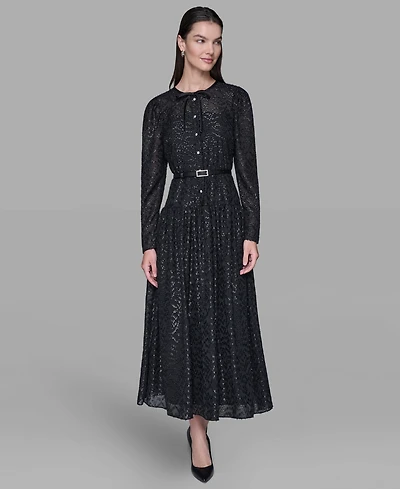 Karl Lagerfeld Paris Women's Lurex Clip Chiffon Midi Dress