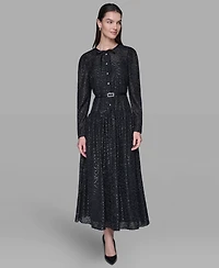 Karl Lagerfeld Paris Women's Lurex Clip Chiffon Midi Dress