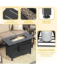 Mecale 40 Inch Outdoor Propane Fire Pit Rectangle Gas Fire Table with Lava Rocks.