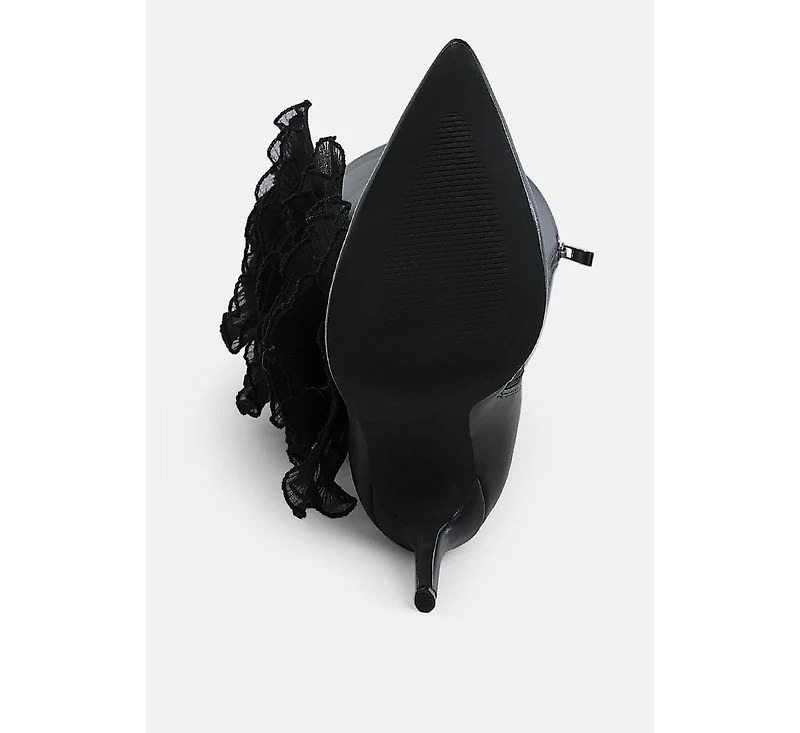 Chinkara Sheer Big Rose Detail Long Boots