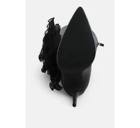 Chinkara Sheer Big Rose Detail Long Boots