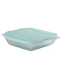 Anchor Hocking Glass Square Basketweave Embossed Cake Dish