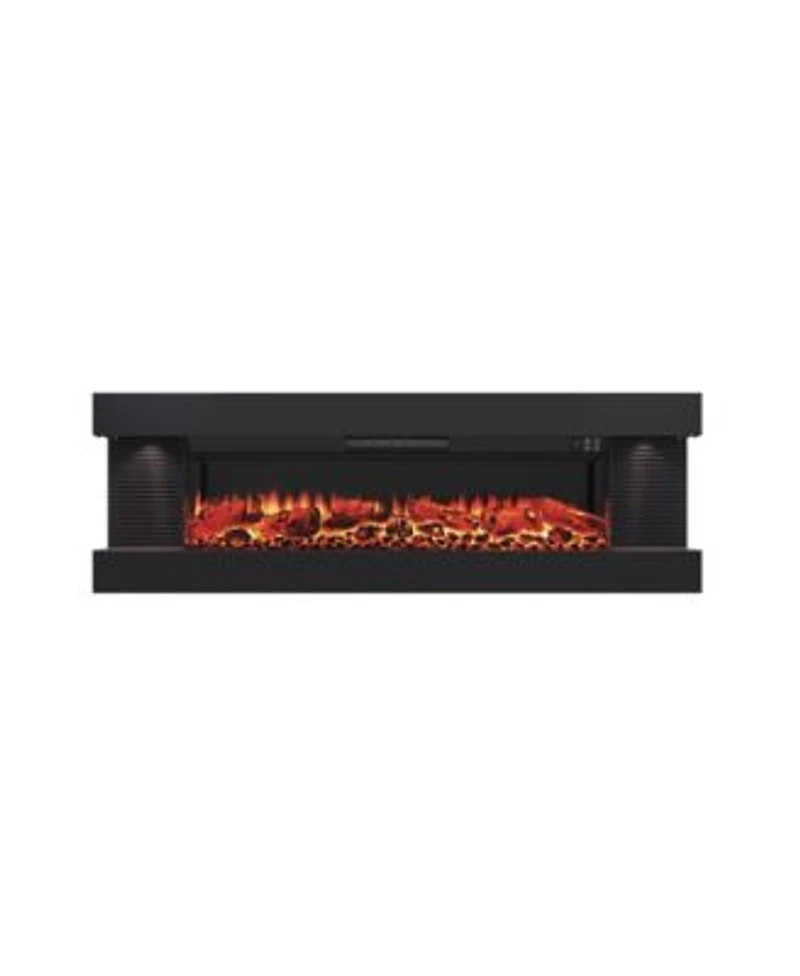 Mondawe Stylish Electric Fireplace With 50 X22 Suspended Led Light Mantel With Remote Control