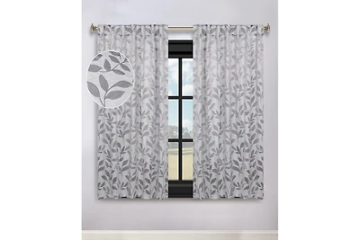 Superior Modern Leaves Room Darkening Grommet Top Curtain Panels