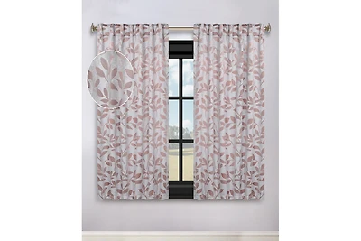 Superior Modern Leaves Room Darkening Grommet Top Curtain Panels, 52" x 63" (Set of 2)