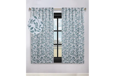Superior Modern Leaves Room Darkening Grommet Top Curtain Panels