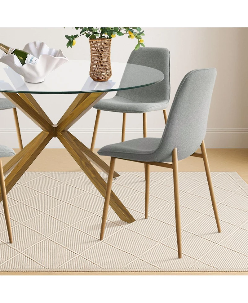 Maison Boucle 5-Piece Oak Finish Modern Round Glass Dining Set