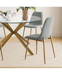 Maison Boucle 5-Piece Oak Finish Modern Round Glass Dining Set