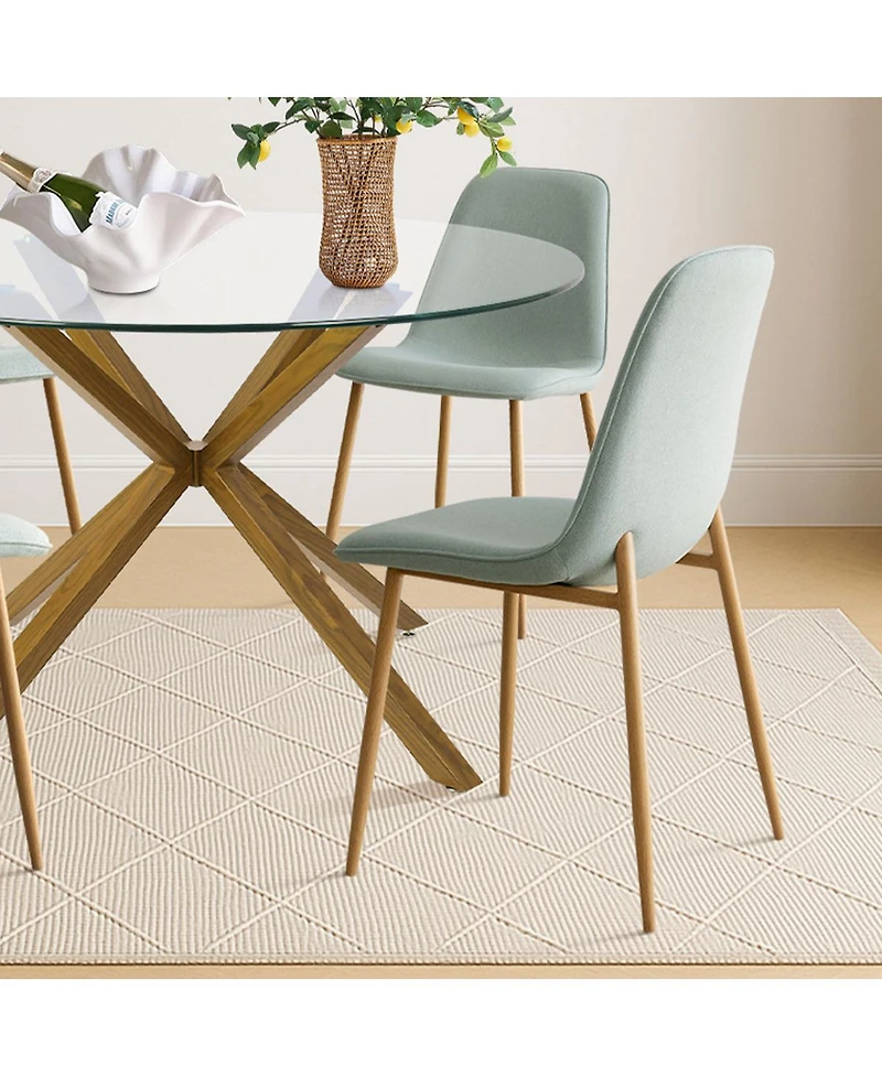 Maison Boucle 5-Piece Oak Finish Modern Round Glass Dining Set