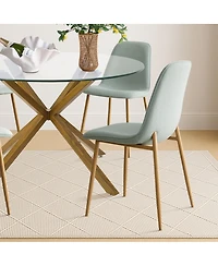 Maison Boucle 5-Piece Oak Finish Modern Round Glass Dining Set