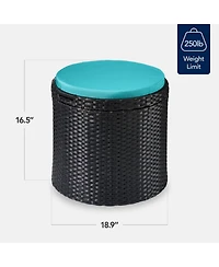 Best Choice Products Round Wicker Ottoman, Multipurpose Furniture w/ Removable Cushion, Steel Frame