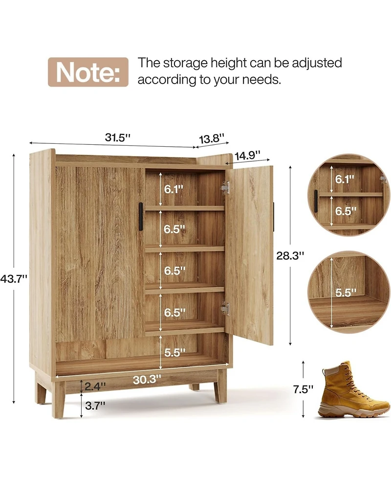 Tribesigns Shoe Cabinet with Doors, 20-Pair Entryway Shoe Storage Cabinet, Farmhouse Shoe Organizer