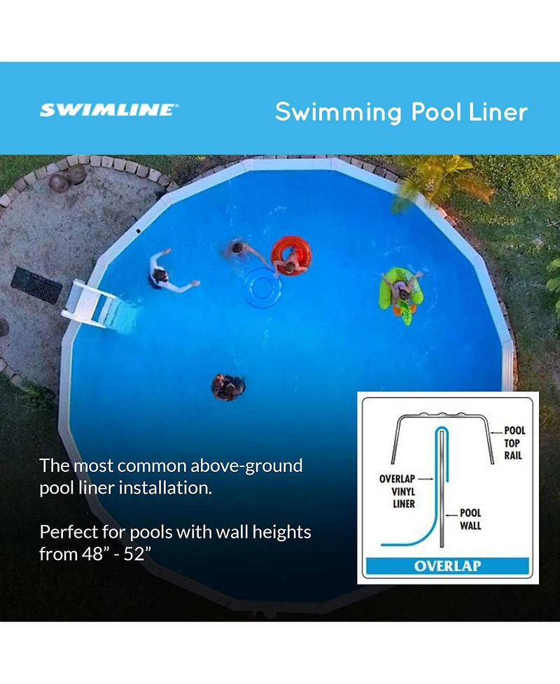 Swimline LI244820 24' Solid Blue Round Above Ground Swimming Pool Overlap Liner