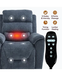 Chenille Dual Motor Infinite Position Up to 350 Lbs Power Lift Recliner Chair with 8-Point Vibration Massage and Lumbar Heating,Blue