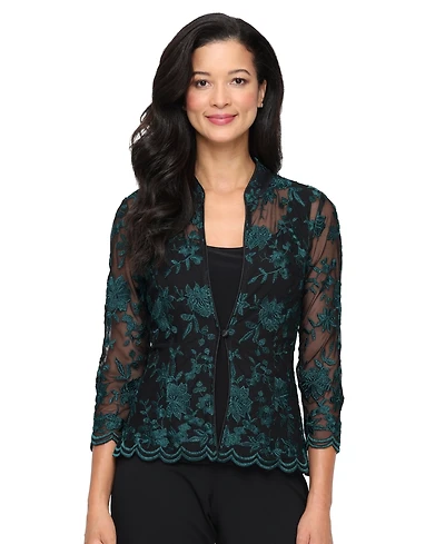 Alex Evenings Petite Embroidered 3/4-Sleeve Jacket & Tank Set