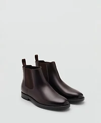 Mango Men's Leather-Effect Chelsea Ankle Boots