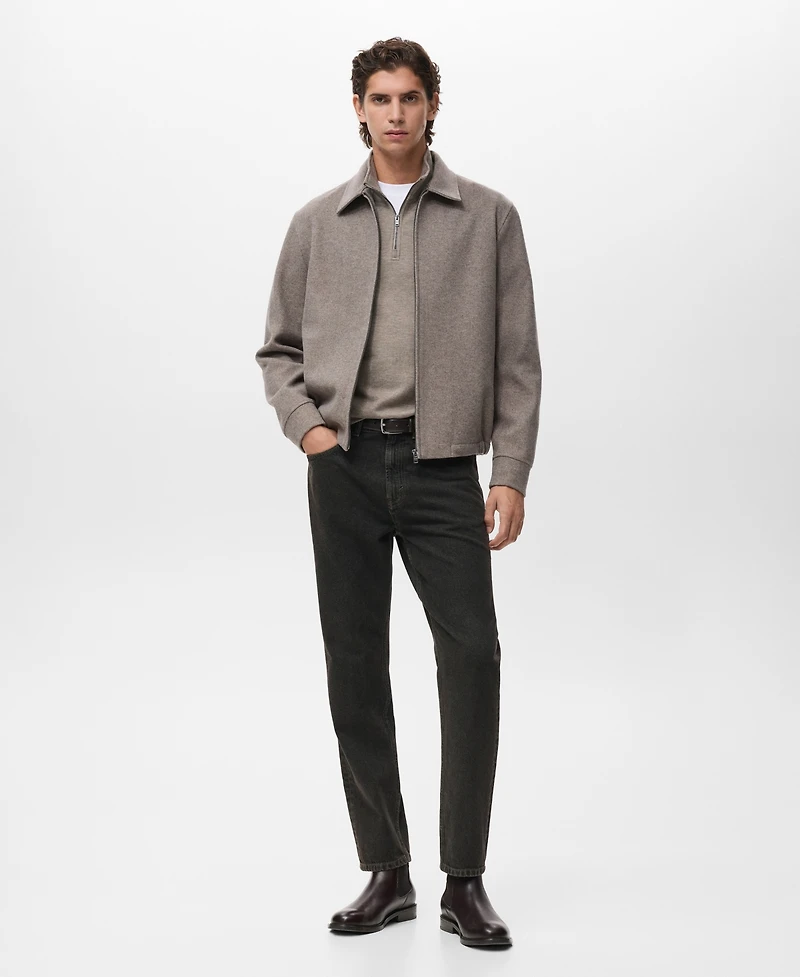 Mango Men's Zipper Wool Jacket