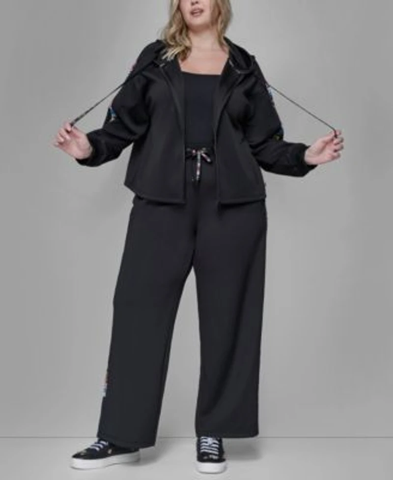 Karl Lagerfeld Paris Athleisure Zip Up Jacket Straight Side Logo Pants