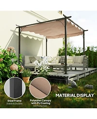 Outsunny 10 x 10 Retractable Patio Gazebo Pergola with Uv Resistant Outdoor Canopy & Strong Steel Frame
