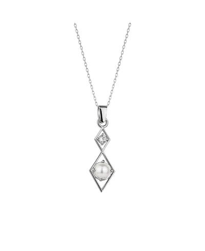 Spero London Sterling Silver Rhombus 3D Pearl Necklace