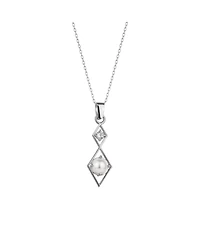 Spero London Sterling Silver Rhombus 3D Pearl Necklace