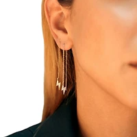 Spero London Lightning Bolt Sterling Chain Drop Earrings