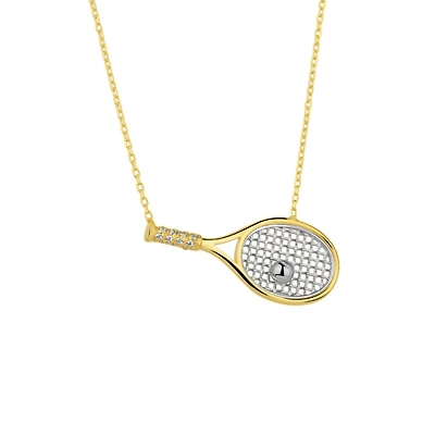 Spero London Sterling Silver Gold Tennis Racket Necklace