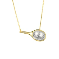 Spero London Sterling Silver Gold Tennis Racket Necklace