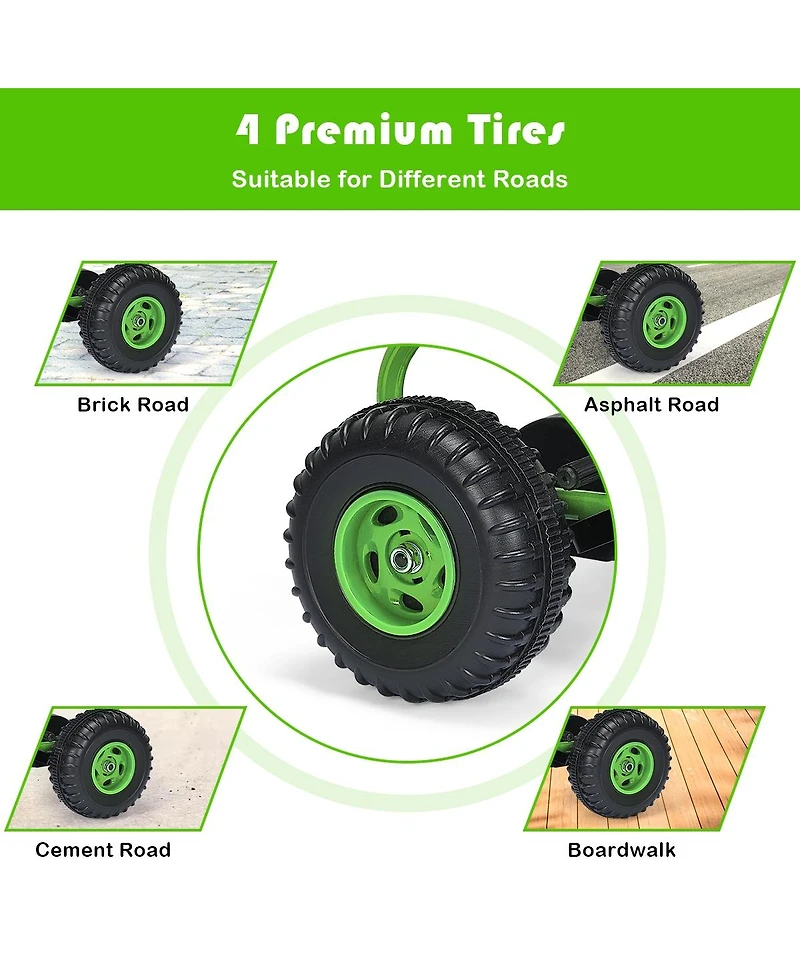 Sugift 4 Wheel Pedal Powered Ride On Car with Adjustable Seat